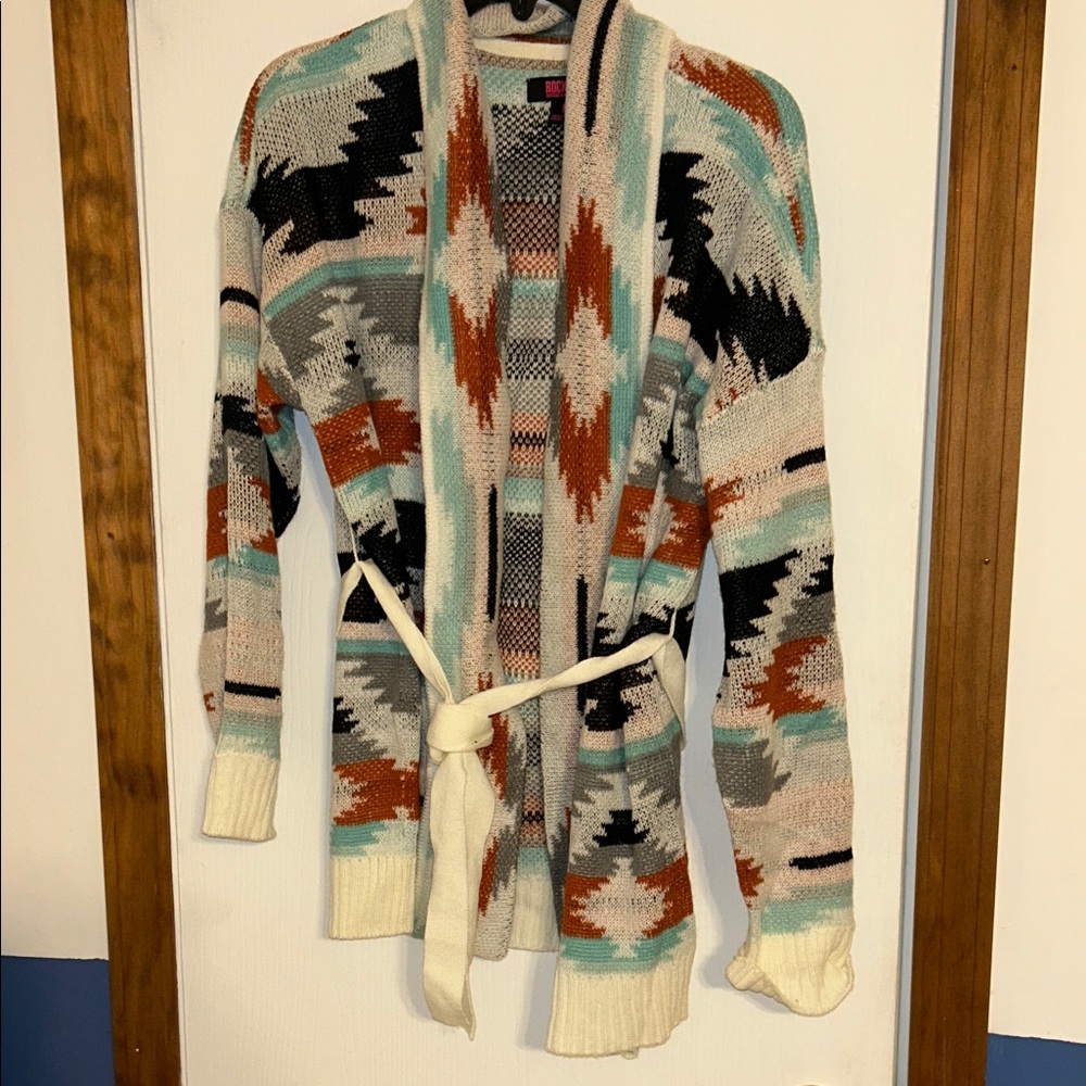 Rock & Roll Denim Aztec Patterned Women's Cardigan